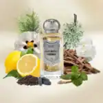 Noble 11.11 fragrance bottle with natural ingredients and botanical accents.