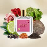 Miller Harris Perfume bottle with floral and citrus elements, highlighting luxury scent collection.