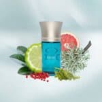 Navis fragrance bottle with citrus and botanical elements.