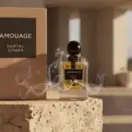 Amouage Santal Soar fragrance bottle with smoky aroma, elegant design, and luxurious presentation.