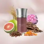 Domi Rosa Millicent perfume bottle with natural ingredients and floral accents.