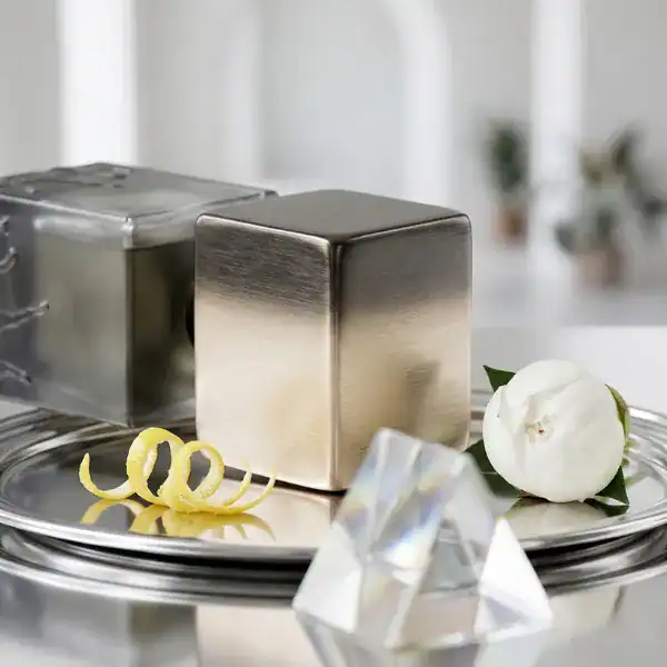 Alwa luxury perfume bottle with a sleek metallic finish and elegant design.