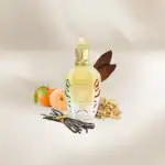 Alwa luxury perfume bottle with natural ingredients, including orange, vanilla, and spices.