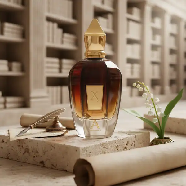Alwa fragrance bottle with gold cap and amber liquid, elegant and luxurious design.