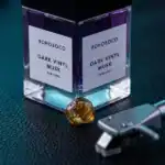 Bohoboco Dark Vinyl Musk perfume bottle with a small amber-colored gemstone.