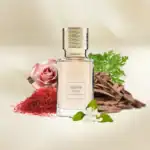 Ex Nihilo Venenum Kiss fragrance bottle with floral and natural elements.