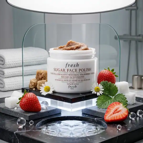 Luxurious natural exfoliant with strawberry seeds, ideal for nourishing and revitalizing skin.
