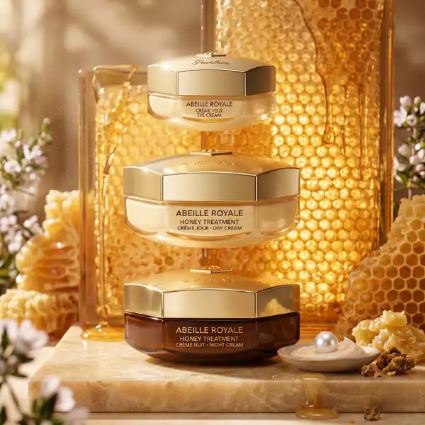 Guerlain Abeille Royale gift set with honey-based skincare products.
