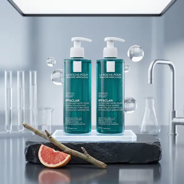 Effaclar Purifying Foaming Gel by La Roche-Posay for acne-prone and sensitive skin. Gentle cleansing.