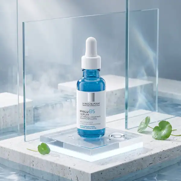 Hydra B5 Serum bottle with dropper, showcasing luxury skincare for hydration and skin renewal.