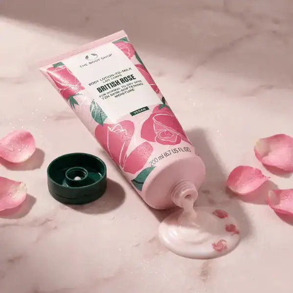 The Body Shop British Rose Body Lotion-to-Milk - A luxurious skincare product available at Beautinow.