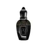 Xerjoff 10MM Deified fragrance bottle, elegant black design with gold accents, perfect for sophistic.