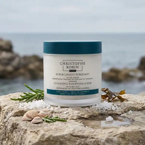 Christophe Robin Purifying Hair Scrub with Sea Salt - A premium scalp detox treatment available at B.