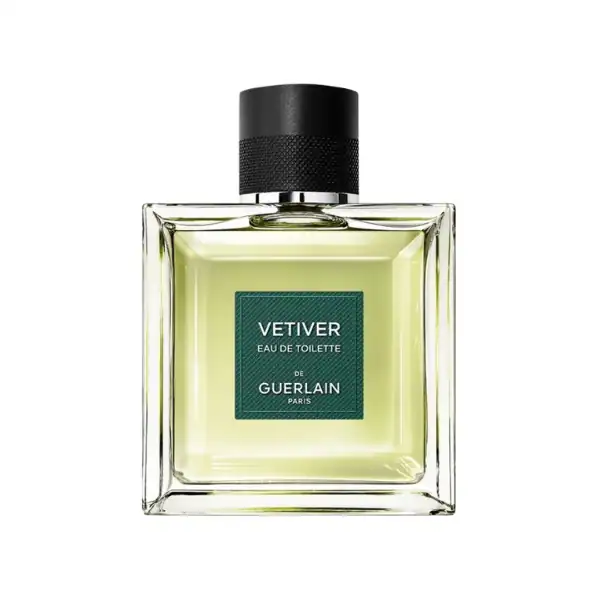 Guerlain Vetiver Eau de Toilette fragrance bottle, high-end men's scent.