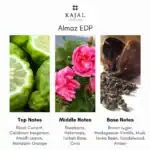 Kajal Almaz EDP fragrance bottle with natural ingredients.