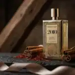 Rosendo Mateu 2010 Oriental Heritage Tradition fragrance bottle with cinnamon sticks and saffron.