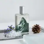 Aqua Mountain perfume bottle with mountain graphic from Alwa, perfect for luxury scent lovers.