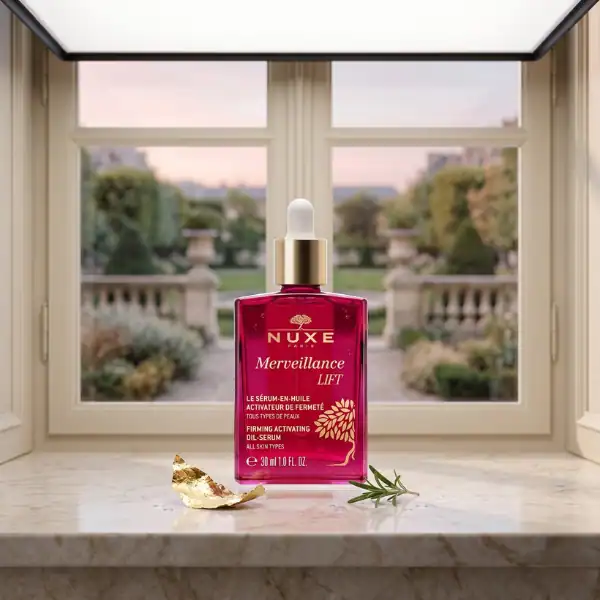 Nuxe Prodigieuse Neroli skincare gift set with nourishing oil and serum.