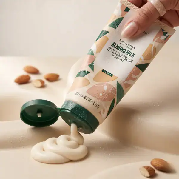 Almond Milk Body Lotion by The Body Shop, a nourishing skincare product with almond milk for sensiti.