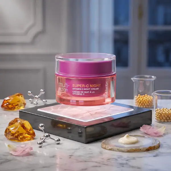 Super-C Night Vitamin C Brightening Cream for Skin, luxury skincare product.