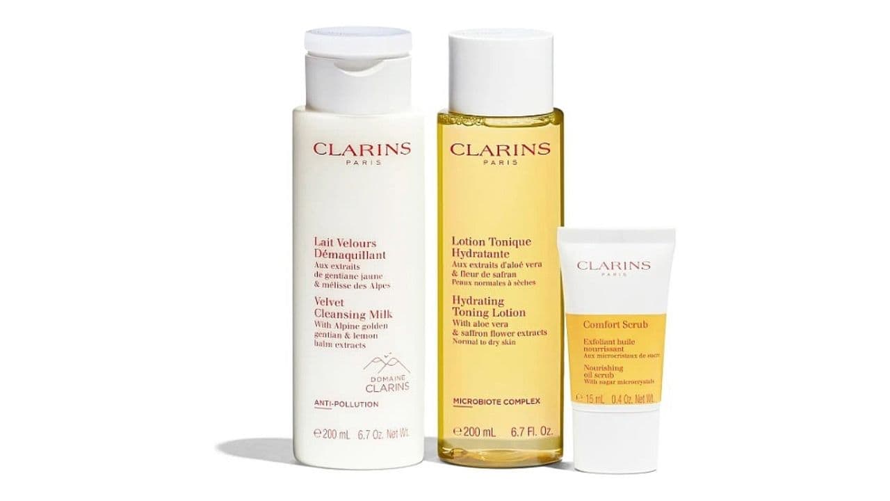 8-Step Clarins-Powered Anti-Aging Routine X Clarins Cleansing Essentials Set