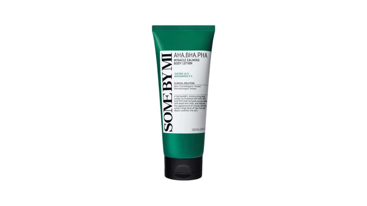Best Body Lotions for Oily Skin X SOME BY MI AHA, BHA, PHA Miracle Calming Body Lotion