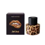 2. Luxurious leopard print perfume bottle with black cap, stylish and elegant design.