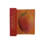 Vibrant mango illustration with water droplets, highlighting freshness and aroma.