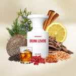 Bright citrus, spices, and woody notes in a niche perfume bottle surrounded by natural ingredients.