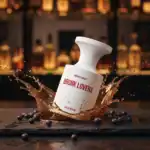 A luxurious fragrance bottle from Drunk Lovers, showcased in a dynamic splash scene.