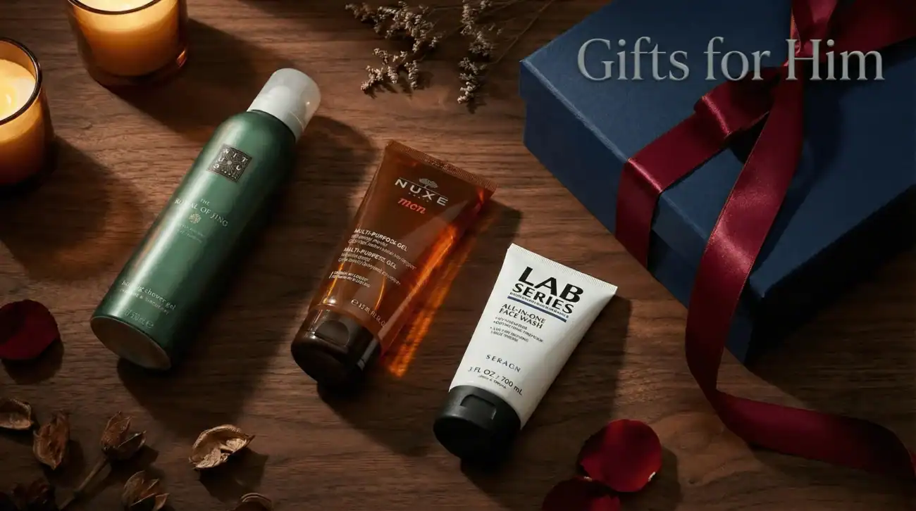 Luxurious niche perfume collection with high-end skincare for sophisticated men.