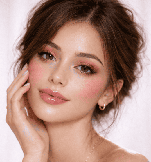 Pink Valentine’s Day makeup look with romantic tones