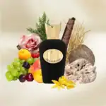 Opera Grand perfume bottle with elegant black design and gold accents.