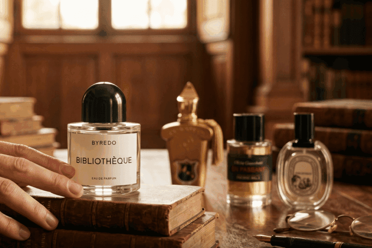 Byredo Bibliothèque fragrance bottle.