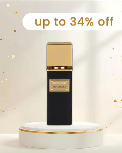 Duchessa fragrance bottle with gold accents, ideal for high-end perfume collection.