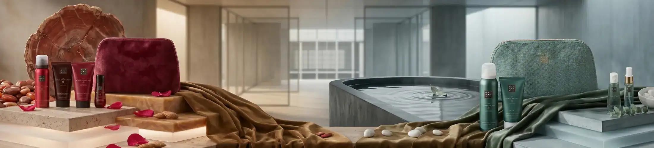 Relaxing spa scene featuring skincare products, towels, and a soothing ambiance.