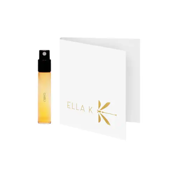 Ella K Amber K Eau de Parfum - A luxury fragrance in a sleek bottle with a white gift box.