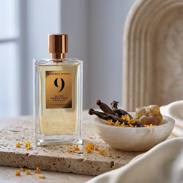 Elegant perfume bottle with natural ingredients for a luxurious scent experience.