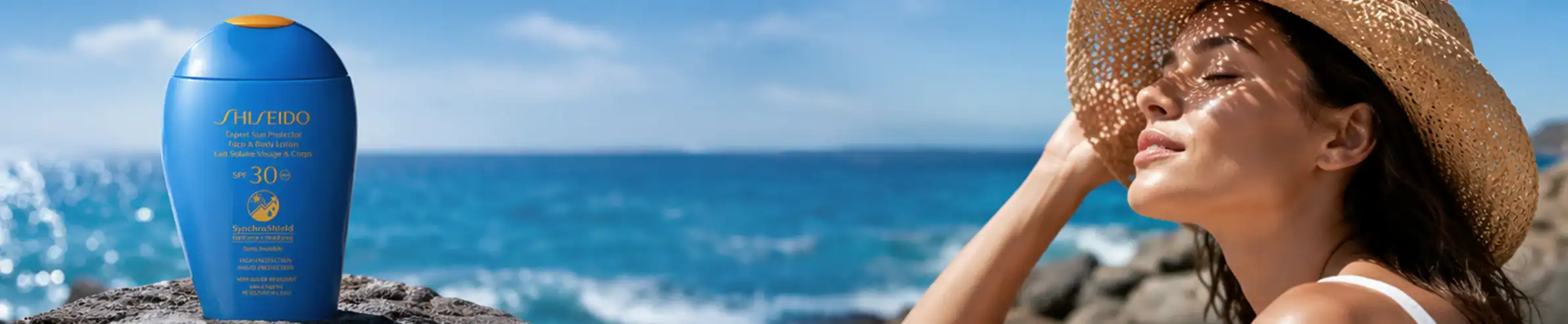 Shiseido sunscreen bottle - A luxury skincare product for sun protection.