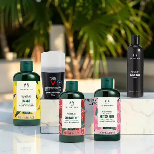 The Body Shop or Vichy shower gel and deodorant pick at Beautinow.
