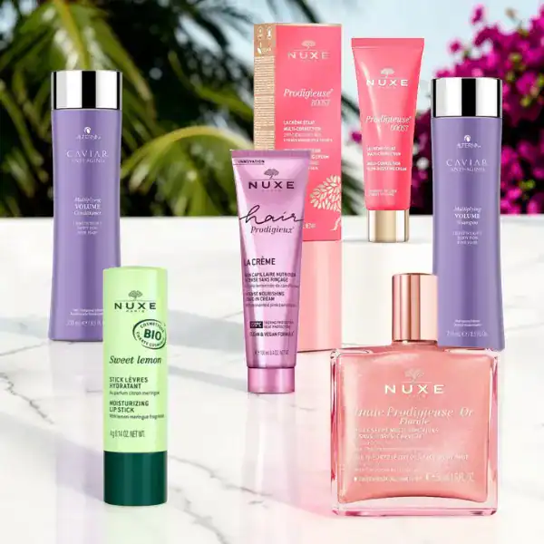 Alterna Caviar haircare and Nuxe beauty products for the Tier 2 gift set at Beautinow.