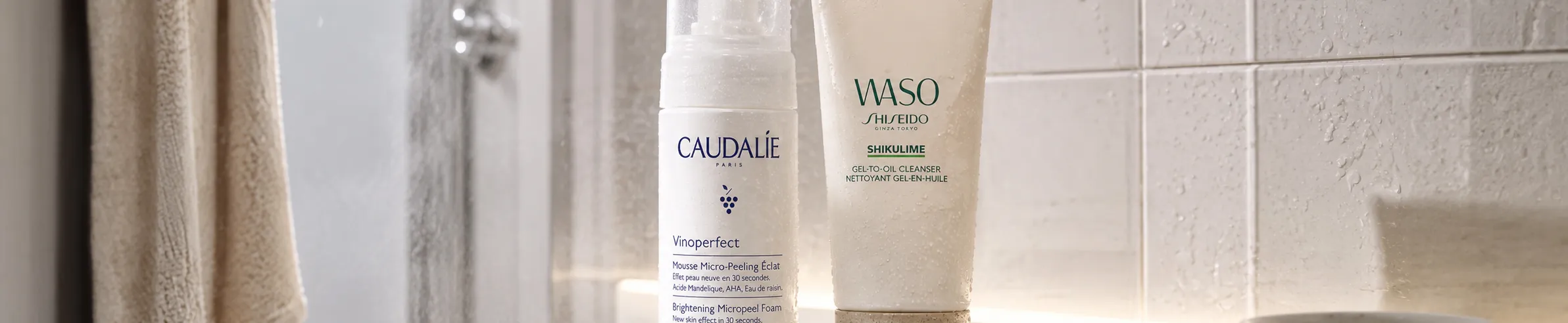 Caudalie and Waso skincare products - luxury skincare collection.