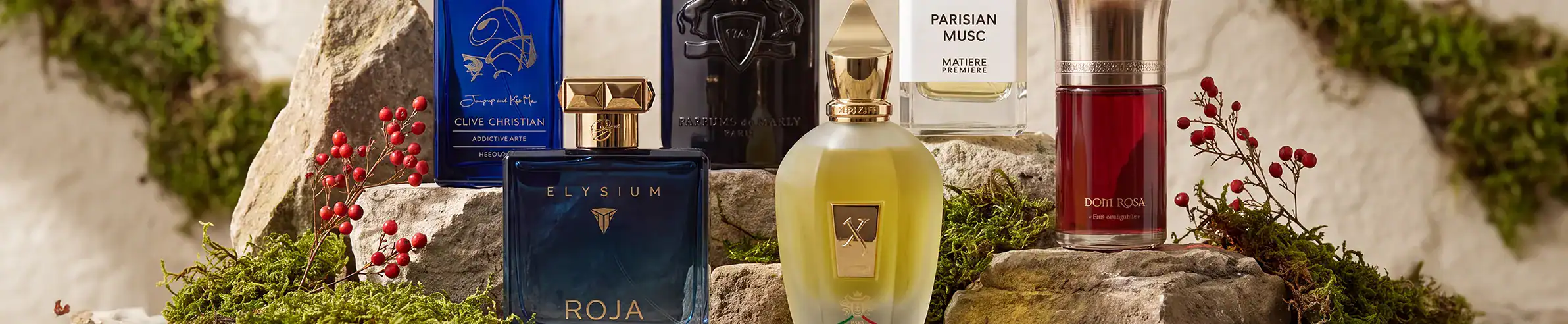 Luxury perfume collection with elegant bottles and packaging at Beautinow.