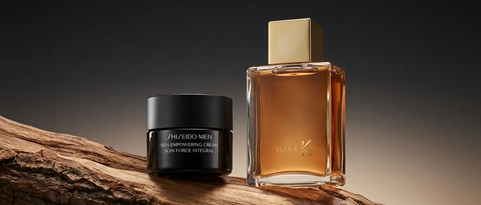 Shiseido Men Skin Empowering Cream and Dior K Eau de Parfum - Luxury skincare and fragrance set.