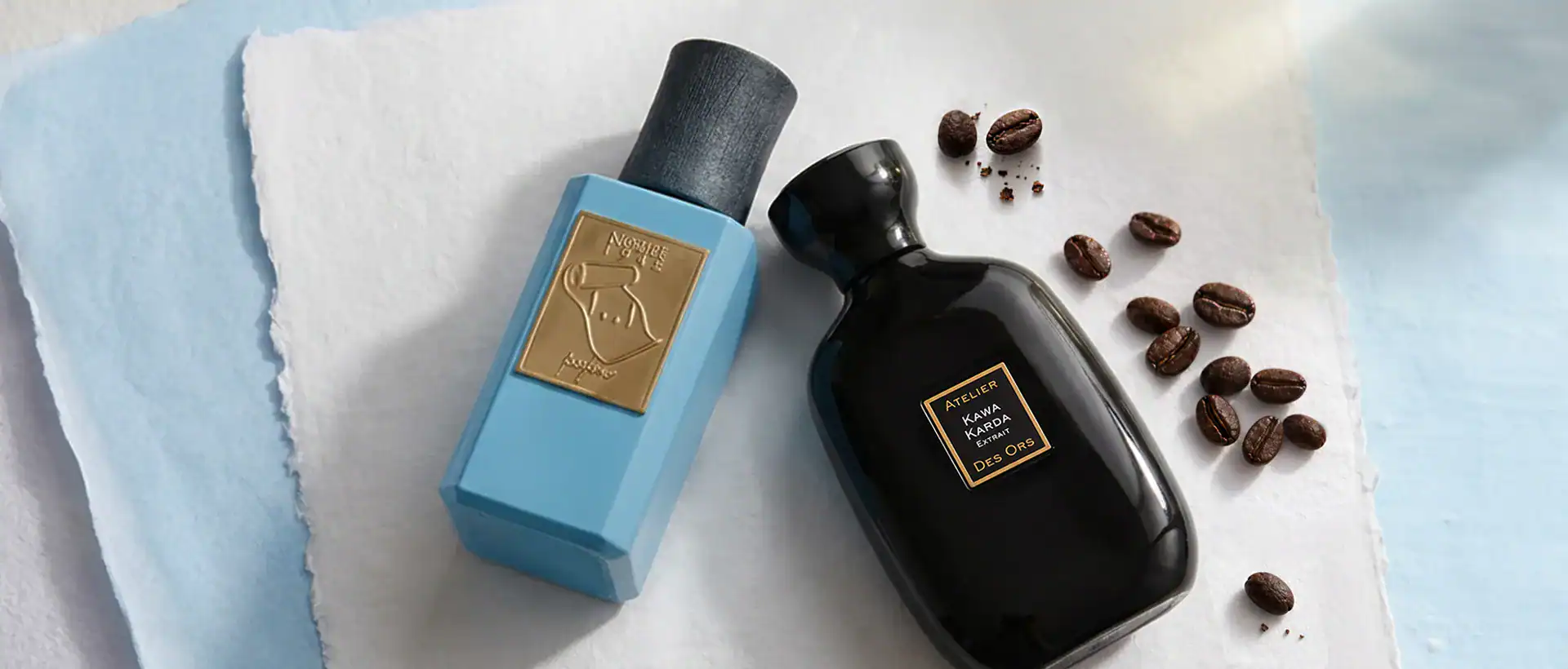 Nail polish bottle and coffee beans for luxury beauty products at Beautinow.