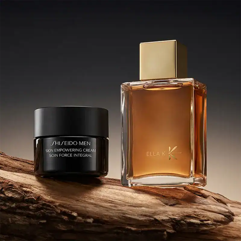 Shiseido Men Skin Empowering Cream and Ella K perfume set.
