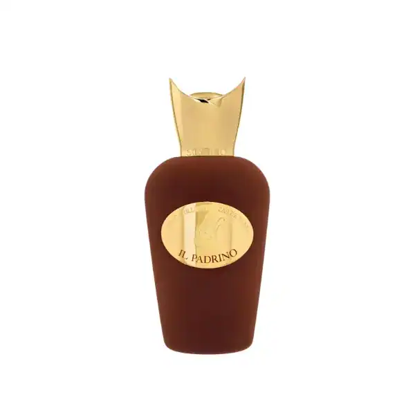 Sospiro Il Padrino Eau de Parfum bottle with gold cap and logo.